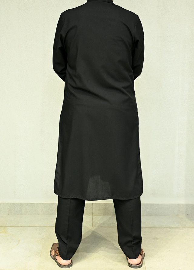 Aizaz Zafar Pret Plain wash N wear Shalwar-Kameez D-686 408 Black
