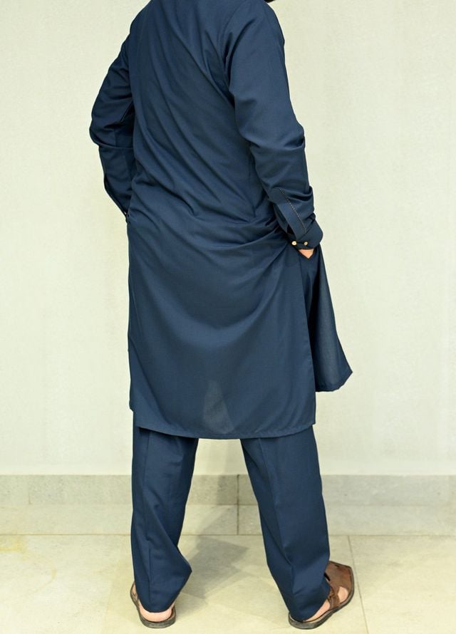 Aizaz Zafar Pret Plain wash N wear Shalwar-Kameez D-686 408 Blue