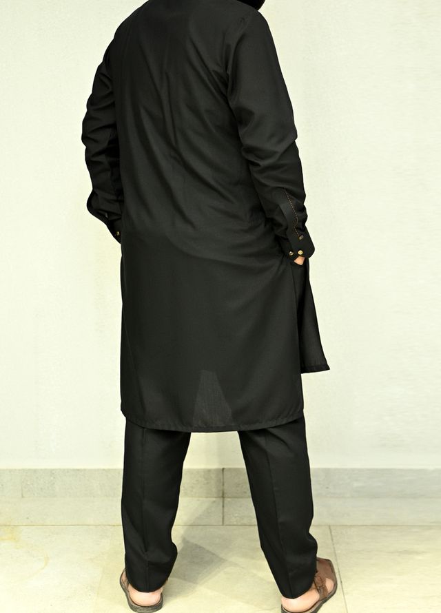 Aizaz Zafar Pret Plain wash N wear Shalwar-Kameez D-686-410 Black