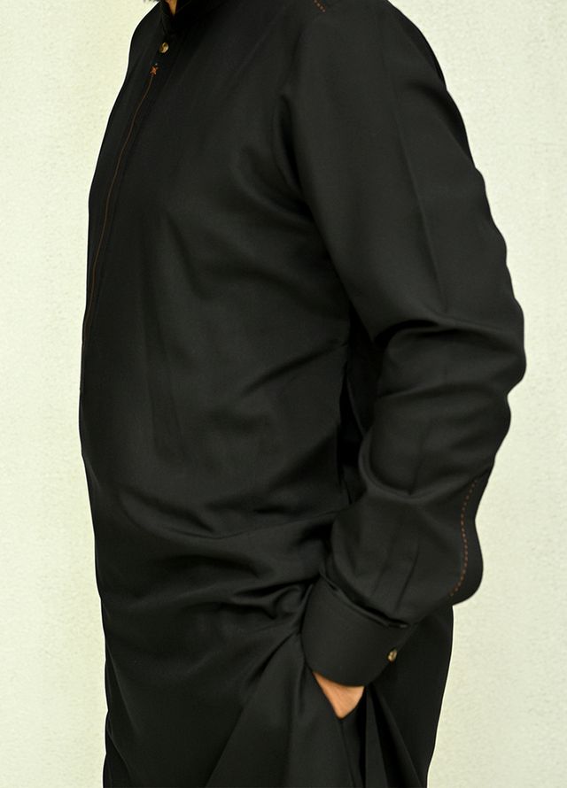 Aizaz Zafar Pret Plain wash N wear Shalwar-Kameez D-686-410 Black