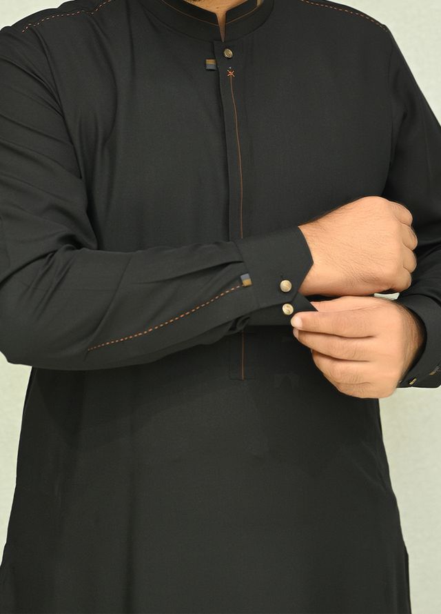 Aizaz Zafar Pret Plain wash N wear Shalwar-Kameez D-686-410 Black