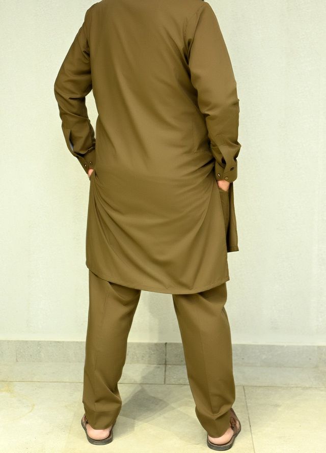 Aizaz Zafar Pret Plain wash N wear Shalwar-Kameez D-686-410 Brown