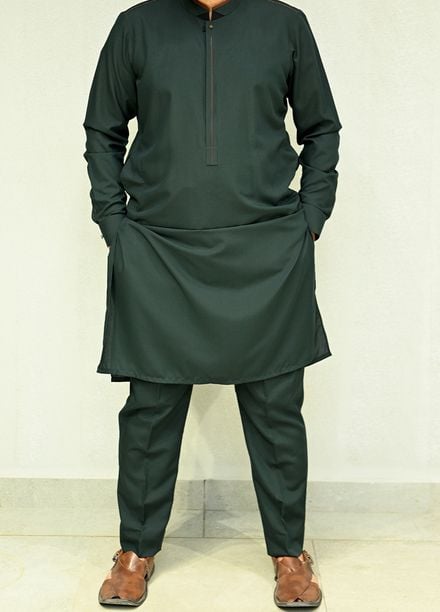 Aizaz Zafar Pret Plain wash N wear Shalwar-Kameez D-686-410 Green