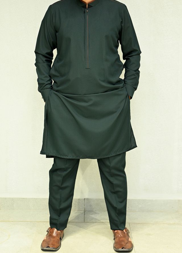 Aizaz Zafar Pret Plain wash N wear Shalwar-Kameez D-686-410 Green