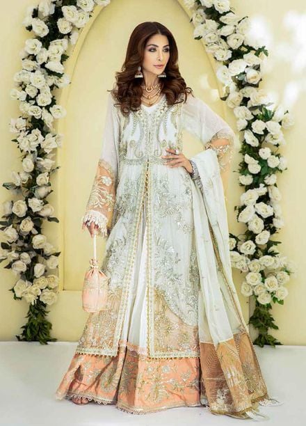 Alif By AJR Couture Embroidered Chiffon Suits Unstitched 3 Piece AJR21WD 04 Royal Carnation - Wedding Collection