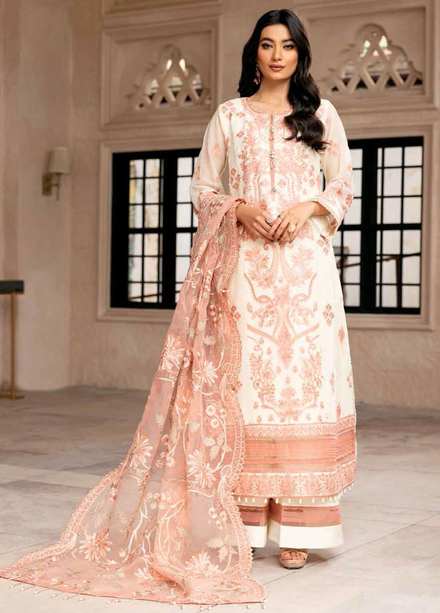 Alizeh Fashion by Bilal Embroidery Embroidered Chiffon Suit Unstitched 3 Piece AFB22F 04 Lale - Festive Collection