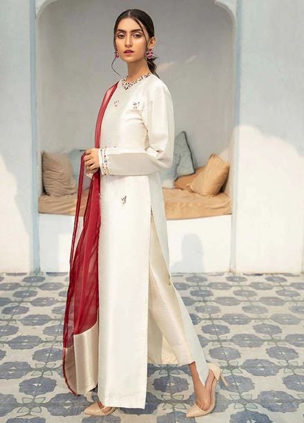 Allure by IH Pret Embroidered Katan Silk 3 Piece Suit Regal