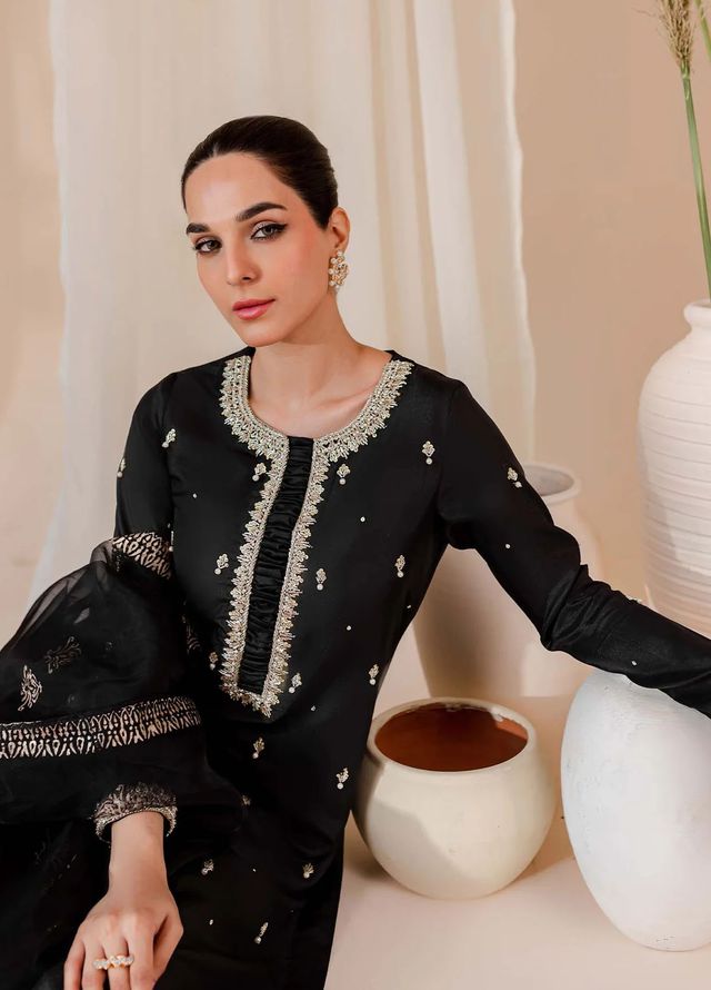 Allure by IH Pret Embroidered Katan Silk 3 Piece Suit Soul