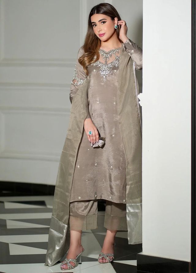 Allure by IH Pret Embroidered Raw Silk 3 Piece Suit Adeen