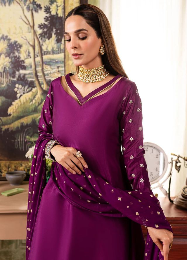 Allure by IH Pret Embroidered Raw Silk 3 Piece Suit Anya