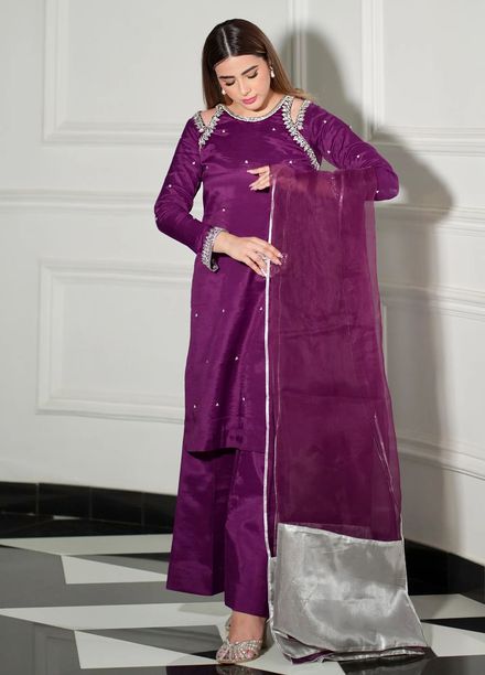 Allure by IH Pret Embroidered Raw Silk 3 Piece Suit Arsh