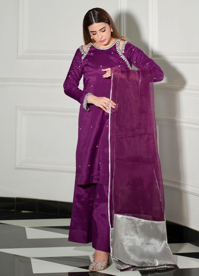 Allure by IH Pret Embroidered Raw Silk 3 Piece Suit Arsh