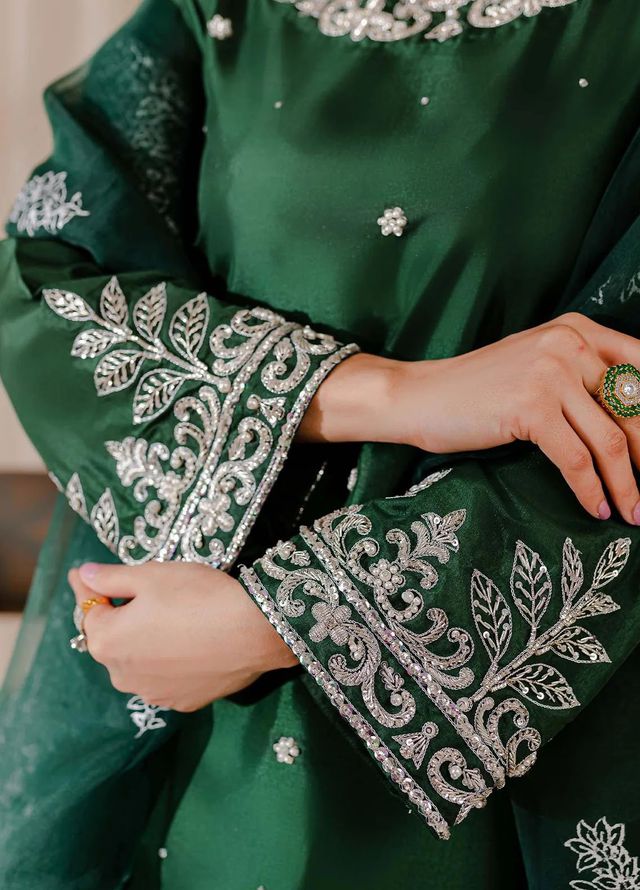 Allure by IH Pret Embroidered Raw Silk 3 Piece Suit Camelia