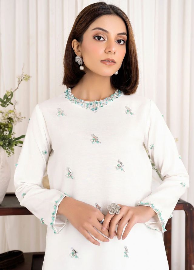 Allure by IH Pret Embroidered Raw Silk 3 Piece Suit Charm