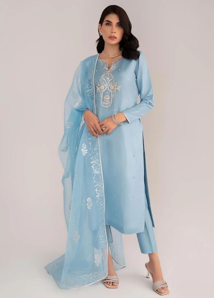 Allure by IH Pret Embroidered Raw Silk 3 Piece Suit Dawn