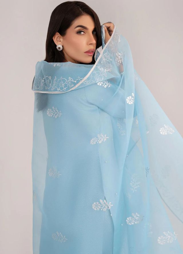 Allure by IH Pret Embroidered Raw Silk 3 Piece Suit Dawn