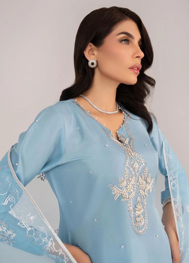 Allure by IH Pret Embroidered Raw Silk 3 Piece Suit Dawn
