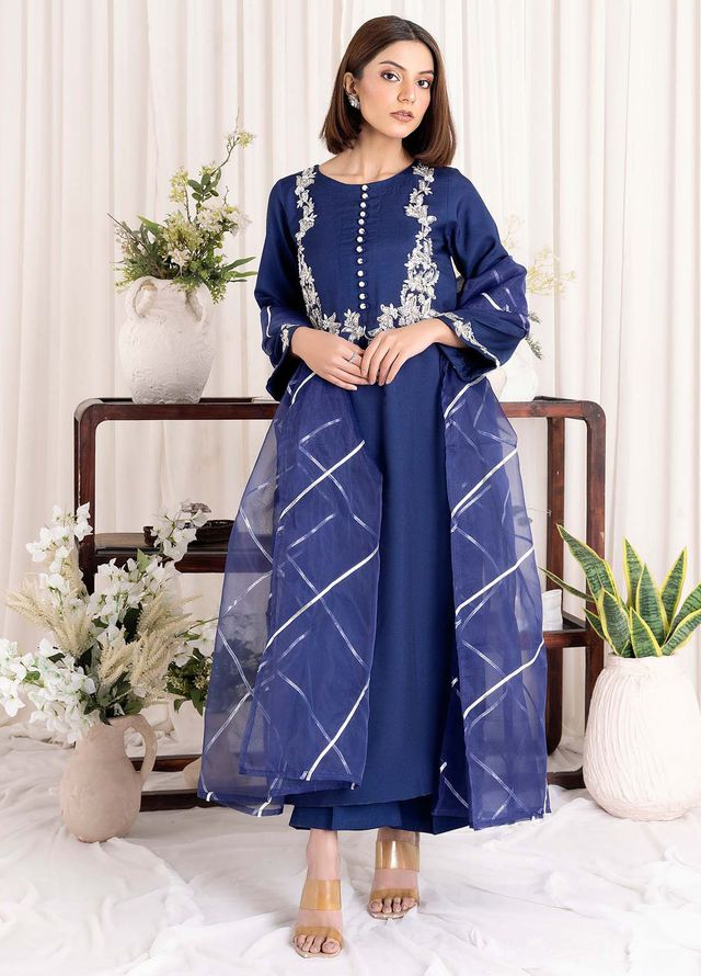 Allure by IH Pret Embroidered Raw Silk 3 Piece Suit Dream