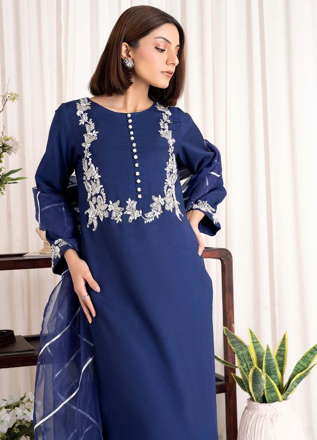 Allure by IH Pret Embroidered Raw Silk 3 Piece Suit Dream