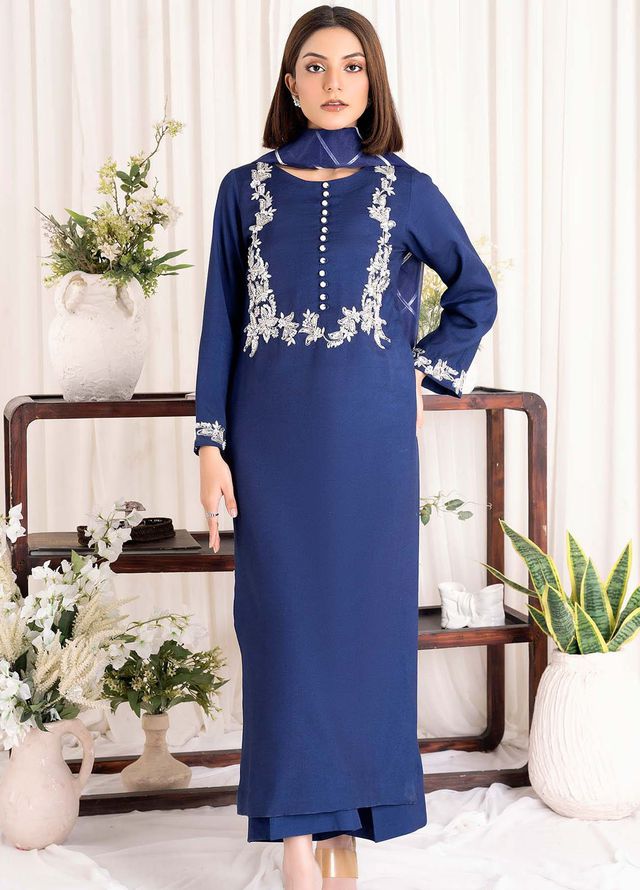 Allure by IH Pret Embroidered Raw Silk 3 Piece Suit Dream