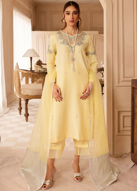 Allure by IH Pret Embroidered Raw Silk 3 Piece Suit Faha