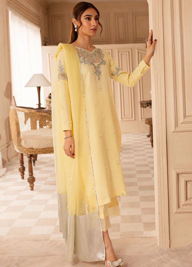 Allure by IH Pret Embroidered Raw Silk 3 Piece Suit Faha