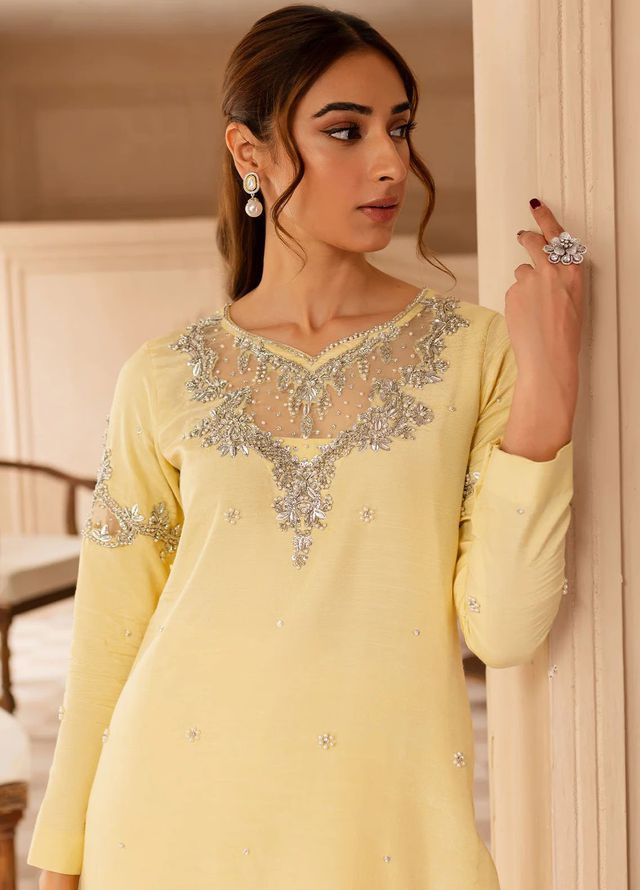 Allure by IH Pret Embroidered Raw Silk 3 Piece Suit Faha