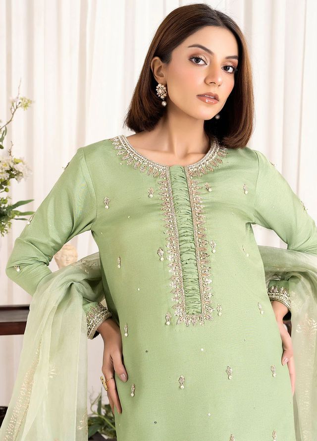 Allure by IH Pret Embroidered Raw Silk 3 Piece Suit Fatin