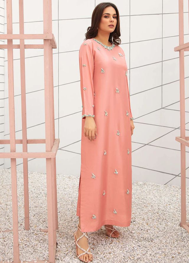 Allure by IH Pret Embroidered Raw Silk 3 Piece Suit First Blush