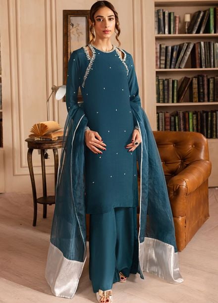 Allure by IH Pret Embroidered Raw Silk 3 Piece Suit Lucine