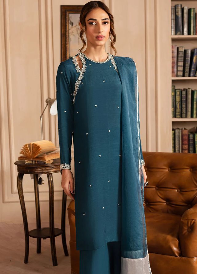 Allure by IH Pret Embroidered Raw Silk 3 Piece Suit Lucine