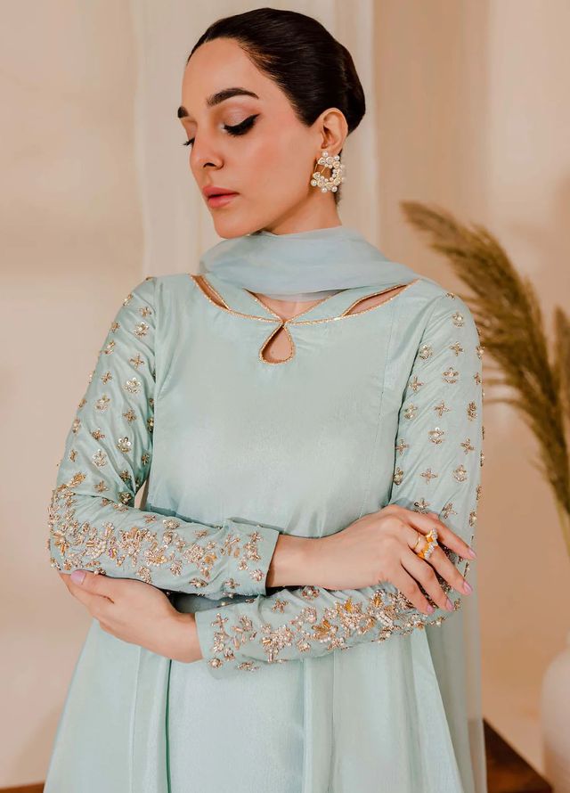 Allure by IH Pret Embroidered Raw Silk 3 Piece Suit Madonna
