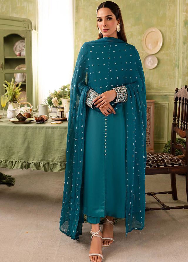 Allure by IH Pret Embroidered Raw Silk 3 Piece Suit Mahira