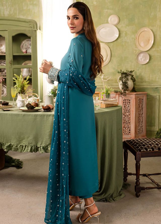Allure by IH Pret Embroidered Raw Silk 3 Piece Suit Mahira