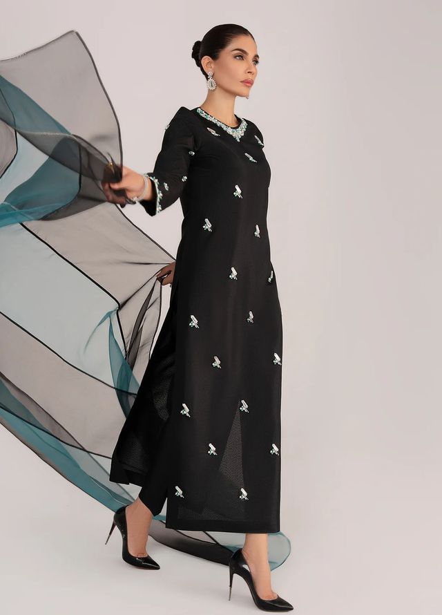 Allure by IH Pret Embroidered Raw Silk 3 Piece Suit Mia