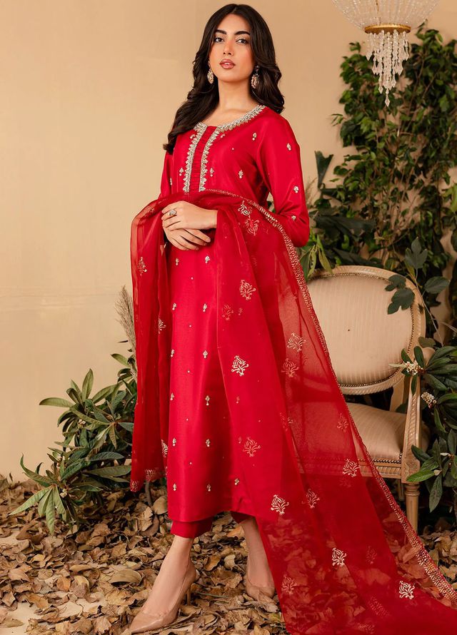 Allure by IH Pret Embroidered Raw Silk 3 Piece Suit Nyra