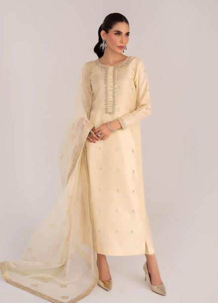 Allure by IH Pret Embroidered Raw Silk 3 Piece Suit Opal