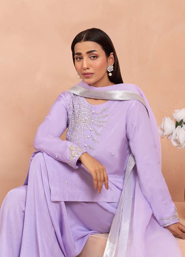 Allure by IH Pret Embroidered Raw Silk 3 Piece Suit Pasha