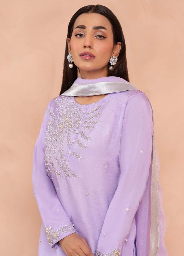 Allure by IH Pret Embroidered Raw Silk 3 Piece Suit Pasha