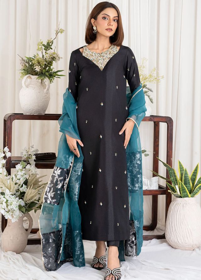 Allure by IH Pret Embroidered Raw Silk 3 Piece Suit Rita