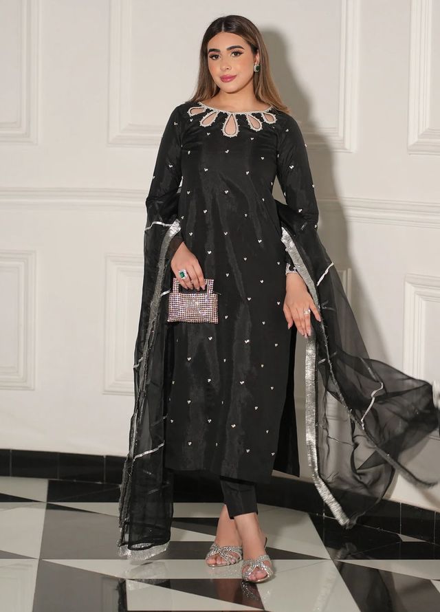 Allure by IH Pret Embroidered Raw Silk 3 Piece Suit Roha