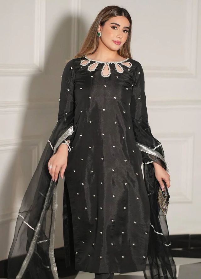 Allure by IH Pret Embroidered Raw Silk 3 Piece Suit Roha