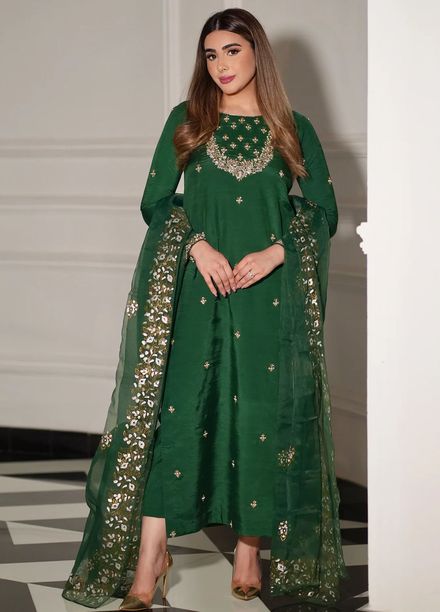 Allure by IH Pret Embroidered Raw Silk 3 Piece Suit Shahay
