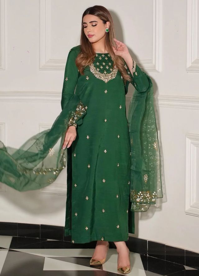 Allure by IH Pret Embroidered Raw Silk 3 Piece Suit Shahay