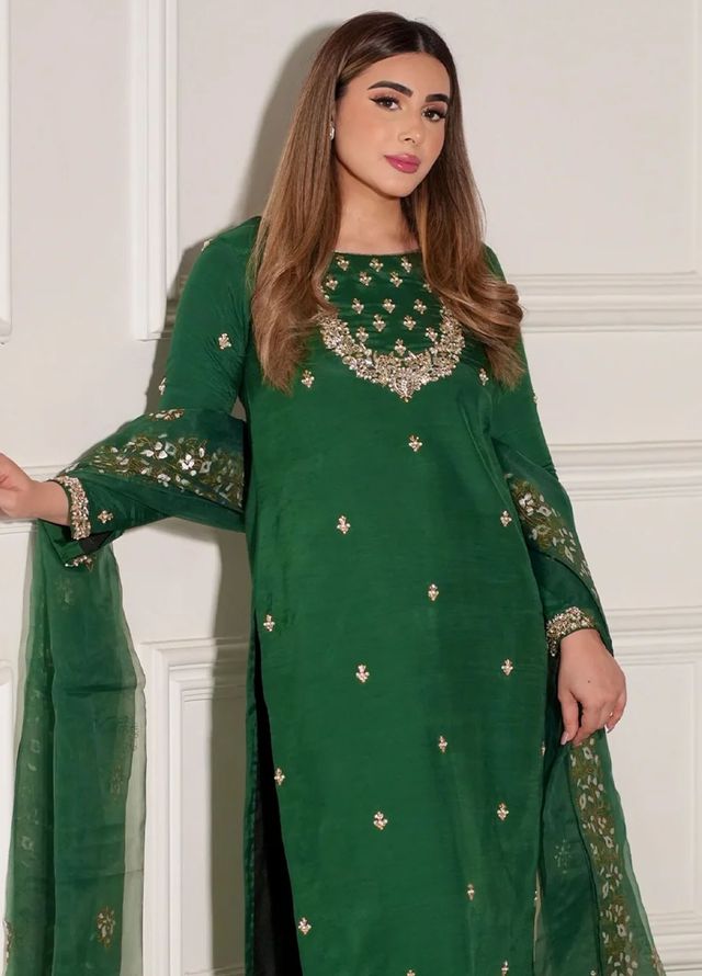 Allure by IH Pret Embroidered Raw Silk 3 Piece Suit Shahay