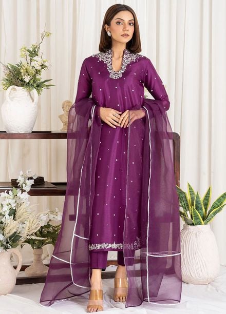 Allure by IH Pret Embroidered Raw Silk 3 Piece Suit Shanaya