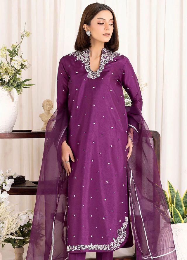 Allure by IH Pret Embroidered Raw Silk 3 Piece Suit Shanaya