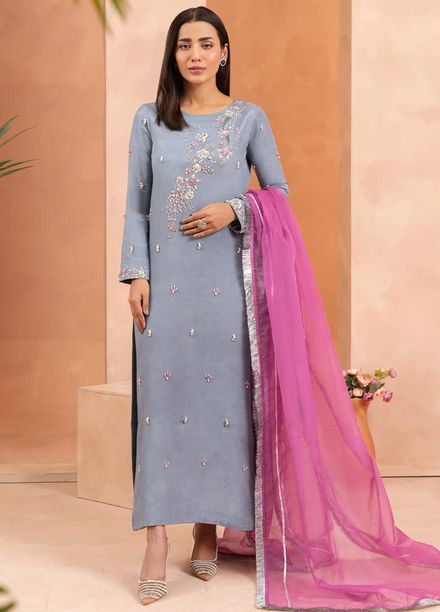 Allure by IH Pret Embroidered Raw Silk 3 Piece Suit Zade