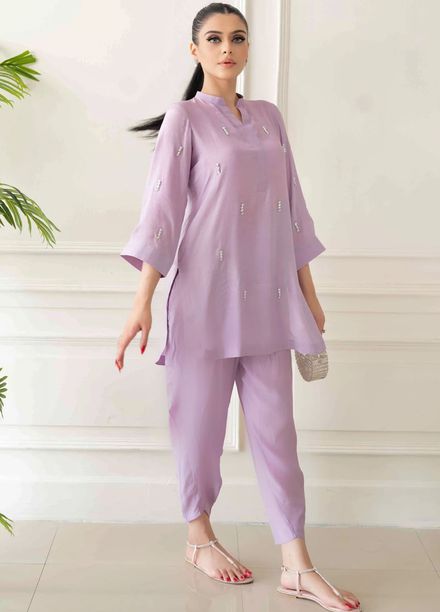 Allure by IH Pret Embroidered Silk 2 Piece Suit Orchid