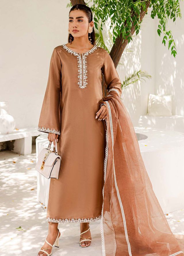 Allure by IH Pret Embroidered Silk 3 Piece Suit Hazel